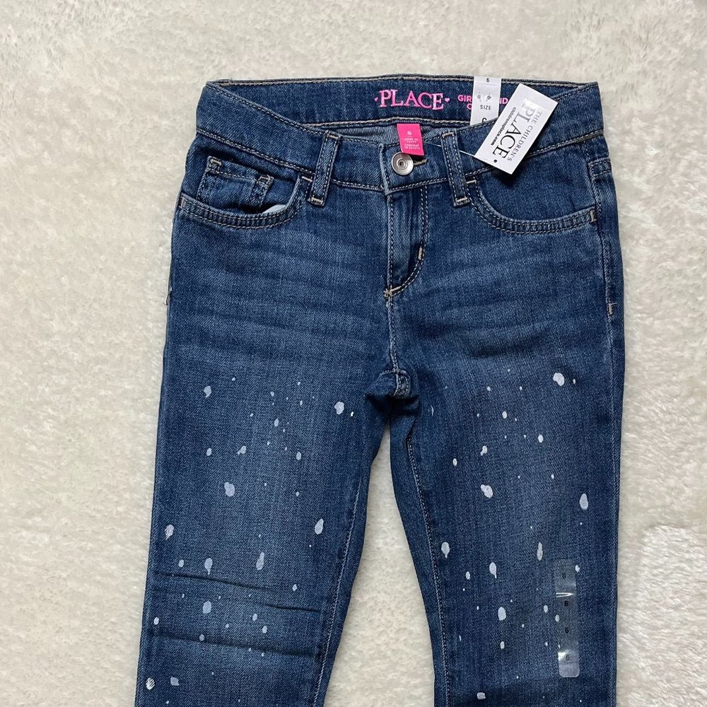 The Children's Place Girls' Paint Splatter Girlfriend Jeans